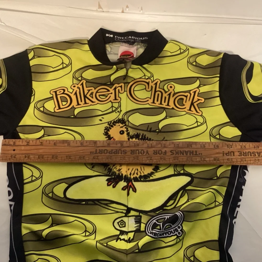 Biker Chick Women’s Cycling Jersey Chick on bike seat size large World Jerseys - Picture 11 of 12